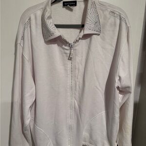 Lucky Brand Pale Pink Zip-Up Bomber Jacket with Studded Collar